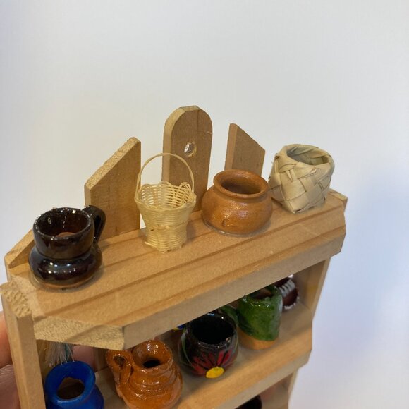 Handmade Mexican Miniature Pottery Basket Mug Kitchen Diorama Wall Decoration - Picture 3 of 8